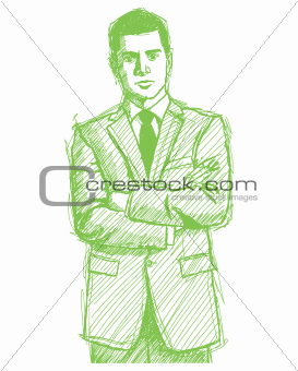 Sketch Man Businessman In Suit