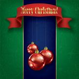 Christmas grunge greeting with decorations and ribbon