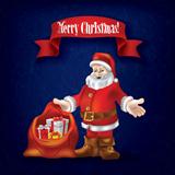 Christmas grunge greeting with Santa Claus and gifts