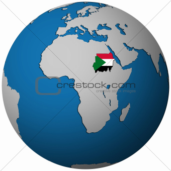 sudan 2012 flag on globe map