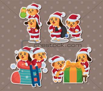cute cartoon Christmas Holiday,animal santa, stickers