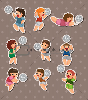 playing volleyball people stickers