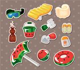 Vector illustration of beach accessories stickers