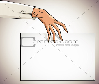 Hand holding blank paper.