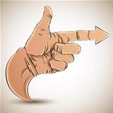 Hand with pointing finger and arrow.