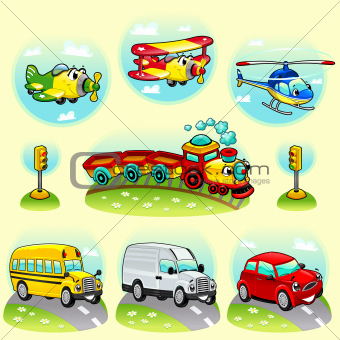 Funny vehicles with background.