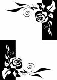 Abstract black and white roses corners