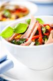 Mixed vegetable and tuna salad with fresh herbs