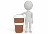 3d humanoid character plastic cup coffee