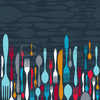 Cutlery silhouette icons background 