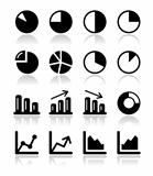 Chart graph black icons set for infographics