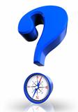 questionmark and compass blue symbol 