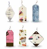 Vector set of 6 tags different shapes