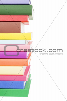 Stack of colorful  books isolated on white background