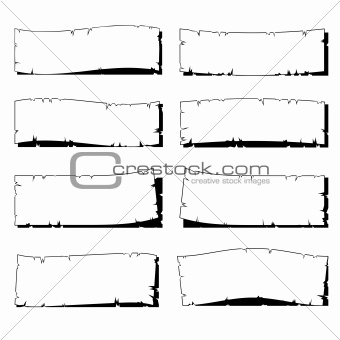 set of white ripped old paper frame with shadow isolated on white