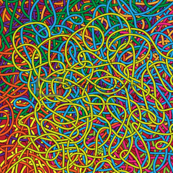 background with intricate rope rainbow of colors