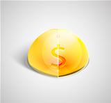 Vector abstract colored glossy dollar shape