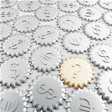 linked metallic gears with dollar and euro symbols