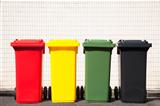 four colors recycle bins on the street