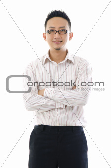 confident looking business man isolated on white background