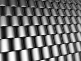 abstract 3d render multiple silver chrome cylinder backdrop