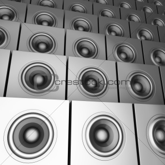 3d render of silver chrome sound-system deejay dj set