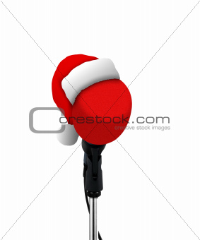 microphone in  Santa Claus hat