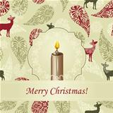 Vector Christmas Greeting Card with Candle