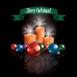 Abstract Christmas greeting with decorations and candles
