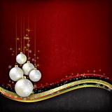 Abstract grunge background with pearl Christmas decorations on r