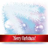 Abstract winter background with white Christmas tree and decorat