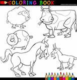 Farm Animals for Coloring Book or Page