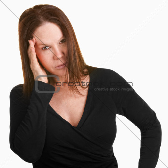 Upset Woman With Hand on Head