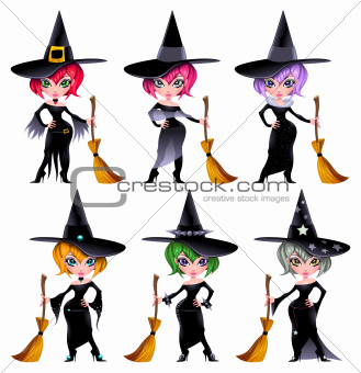 Set of funny witches
