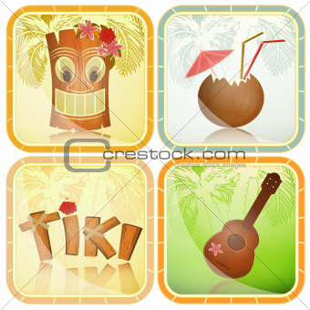 Hawaiian icons set