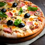 Pizza with Ham and Mushrooms