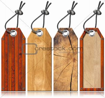 Set of Wooden Tags - 4 items