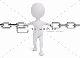 3d humanoid character hold a chain