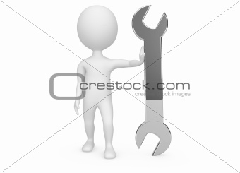 3d humanoid character with a wrench tool