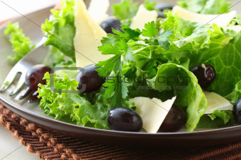 snack salad with grapes and cheese