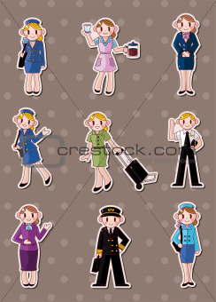 cartoon flight attendant/pilot stickers