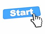 Start Blue Button with Cursor on White Background