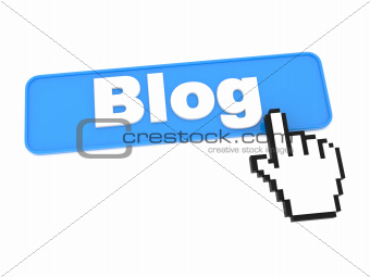 Blue Blog Web Button on White Background