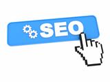 Search Engine Optimization Button and Hand-Shaped Mouse Cursor