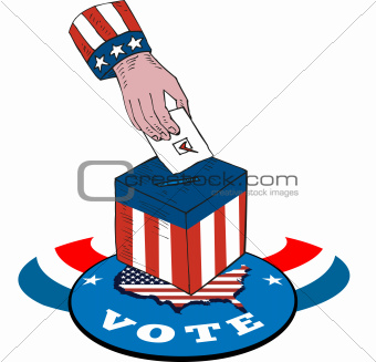 American Election Voting Ballot Box Retro