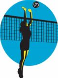 Volleyball Player Spiking Ball Retro
