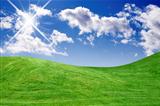 green field and blue sky 