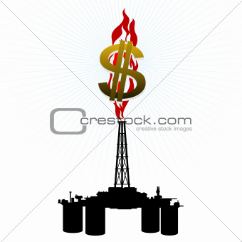 Gas rig and a dollar sign