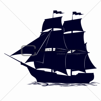The contour of the ancient sailing ship