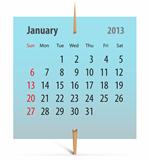 Calendar for January 2013